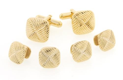 Interlocking Diagonal Pattern Cufflinks and Studs